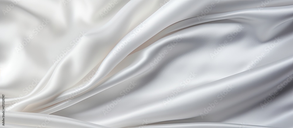 Luxurious silky or satin fabric with a smooth and elegant white color creating an abstract background design in a wedding theme Luxurious silky or satin fabric with a smooth and elegant white color creating an abstract background design in a wedding theme