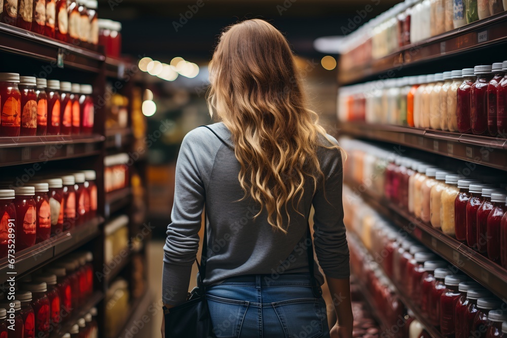 A woman in a supermarket