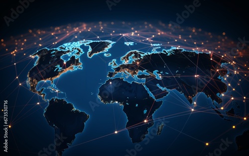 Communication technology with global internet network connected Finance, business, blockchain, security.
