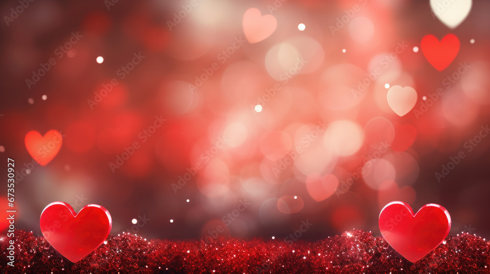 Valentine's Day: Red and Silver Abstract Background
