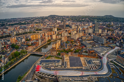 Aerial View of Liège, Belgium Skyline in early Autumn photo