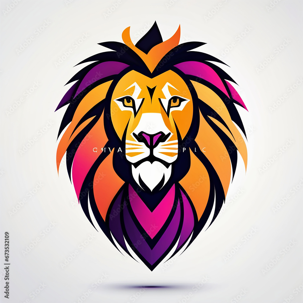 Abstract colorful loin head logo design mascot logo 