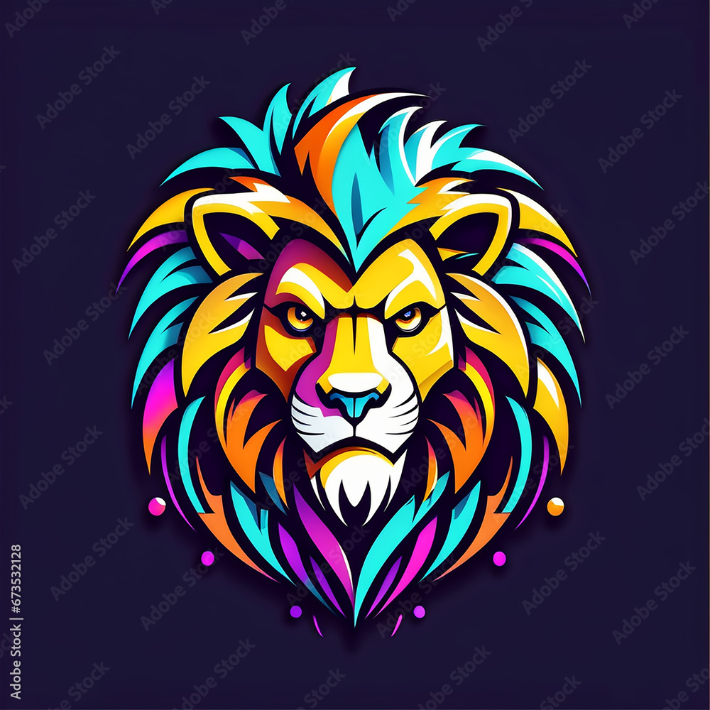 Abstract colorful loin head logo design mascot logo 