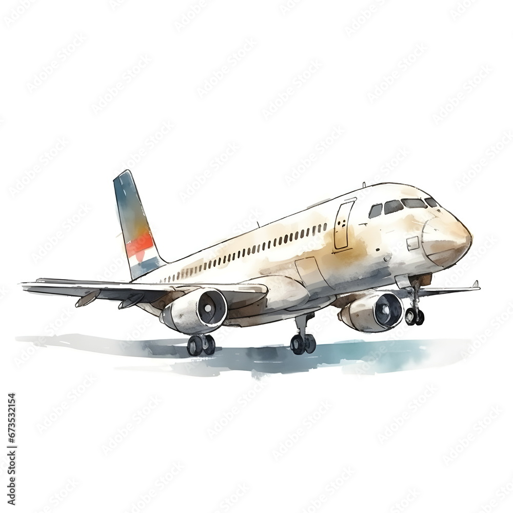 Watercolor Airplane - 4000x4000px JPG