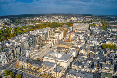 Aerial View of the Capitol of Luxembourg during early Autumn
