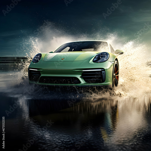 Porsche 911 Turbo sport car Evening Drive © artistic