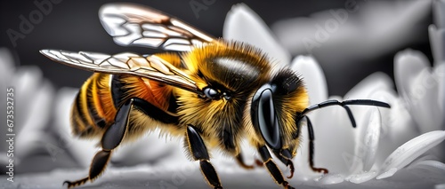 Douce abeille, fleur immaculée photo