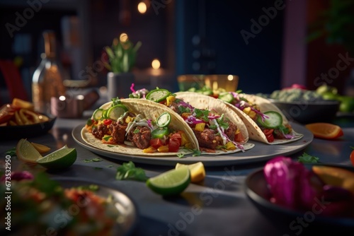 Delicious Tacos with Variety of Vegetables and Meat
