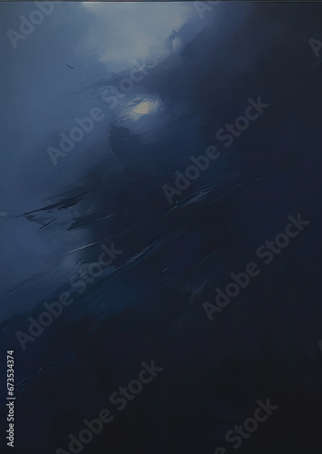 a painting of a dark blue sky with clouds. Expressive Navy color oil painting background