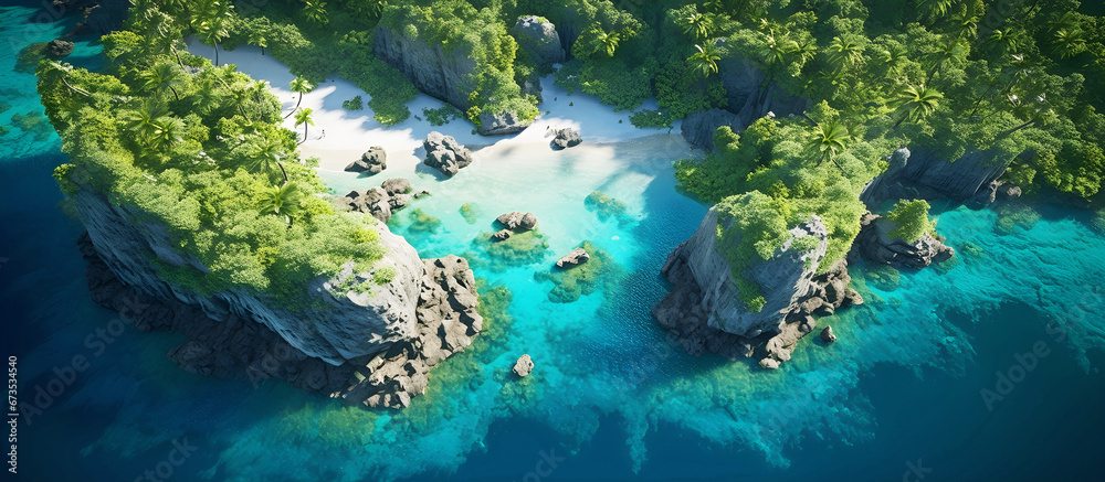 a view of a tropical island. AI generated