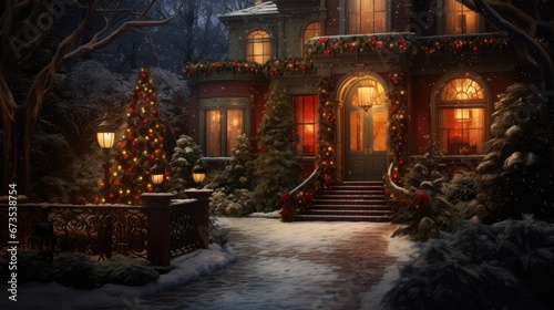 Beautifully decorated house in december. Merry Christmas! © Simon