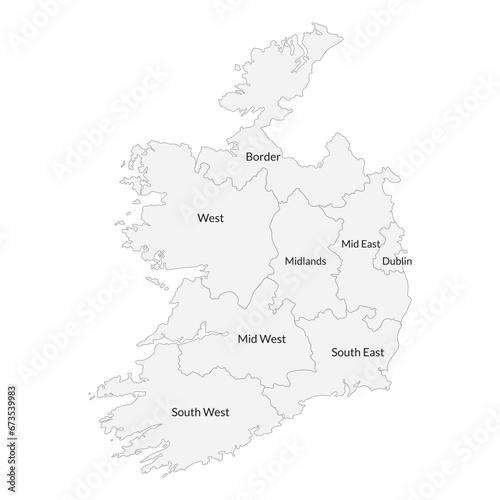 Ireland map. Map of Ireland in main regions