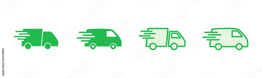 Fast shipping delivery truck icon set. Delivery truck icon. fast delivery icon Fast shipping delivery truck icon set. Delivery truck icon. fast delivery icon