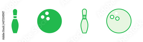 Bowling icon set. bowling ball and pin icon. bowling pins