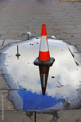 traffic cones on the street
