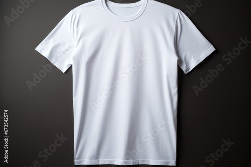 A pristine white T-shirt neatly folded and displayed on a plain background, perfect for adding custom designs. Generative Ai.