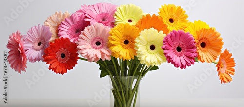 A closeup of a bouquet containing various colored gerbera flowers photo