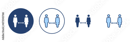 Social distancing vector. social distance sign and symbol. self quarantine sign