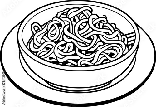 Outline illustration of noodle for coloring page