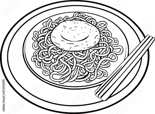 Outline illustration of noodle for coloring page