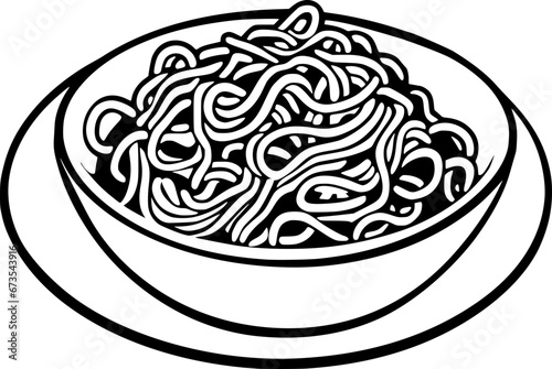 Outline illustration of noodle for coloring page