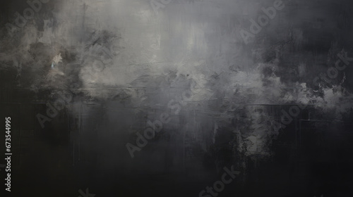 a black and white painting of clouds and water. Expressive Silver oil painting background