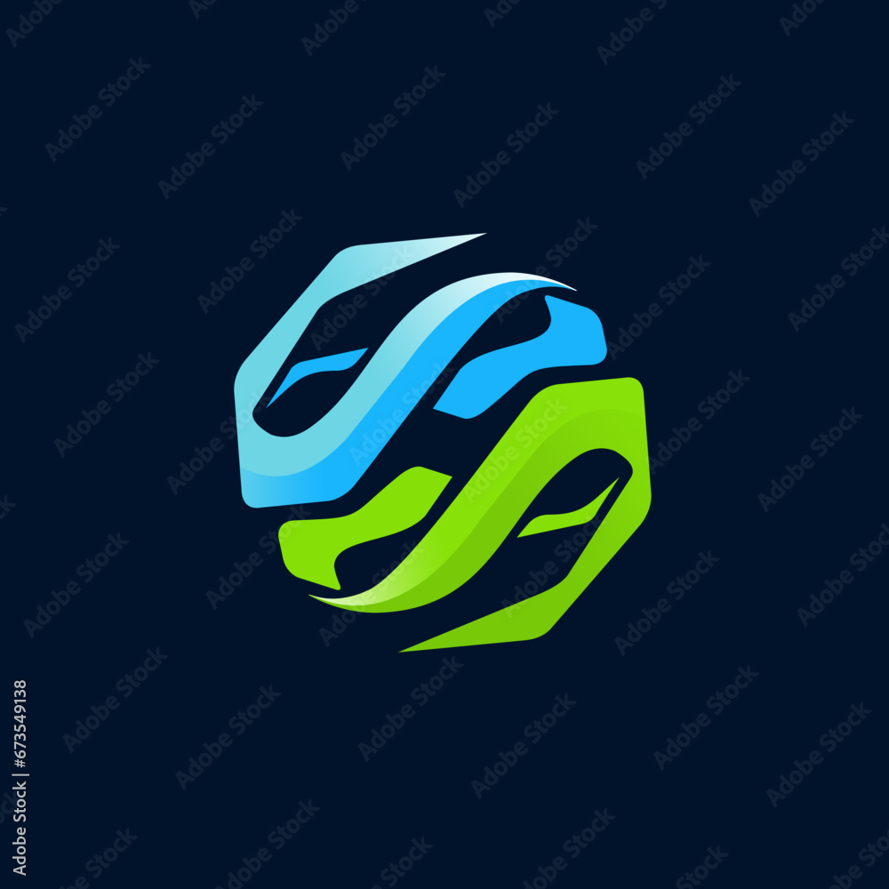 Vector illustration of 3d letter S on black background. Logo or icon design Vector illustration of 3d letter S on black background. Logo or icon design