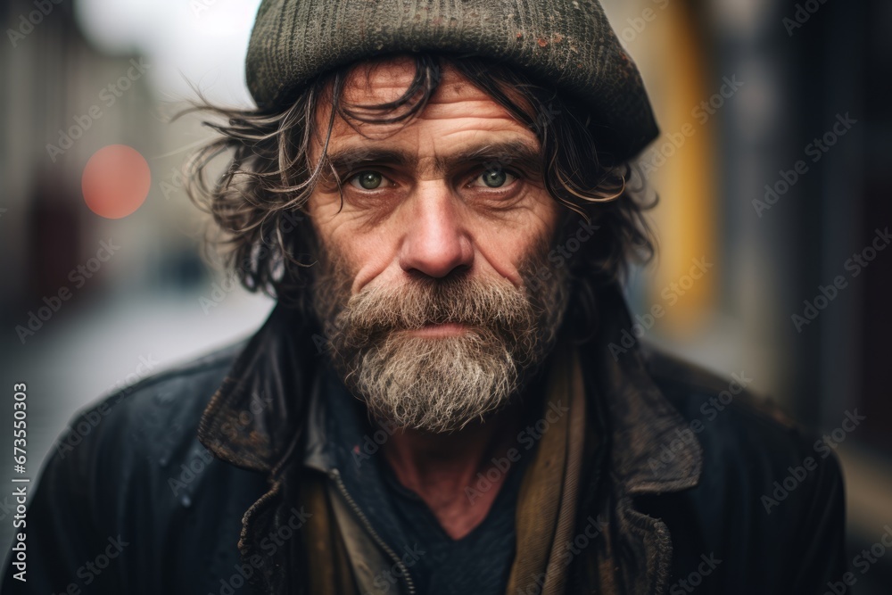 Portrait of an old man with a gray beard in the city Portrait of an old man with a gray beard in the city