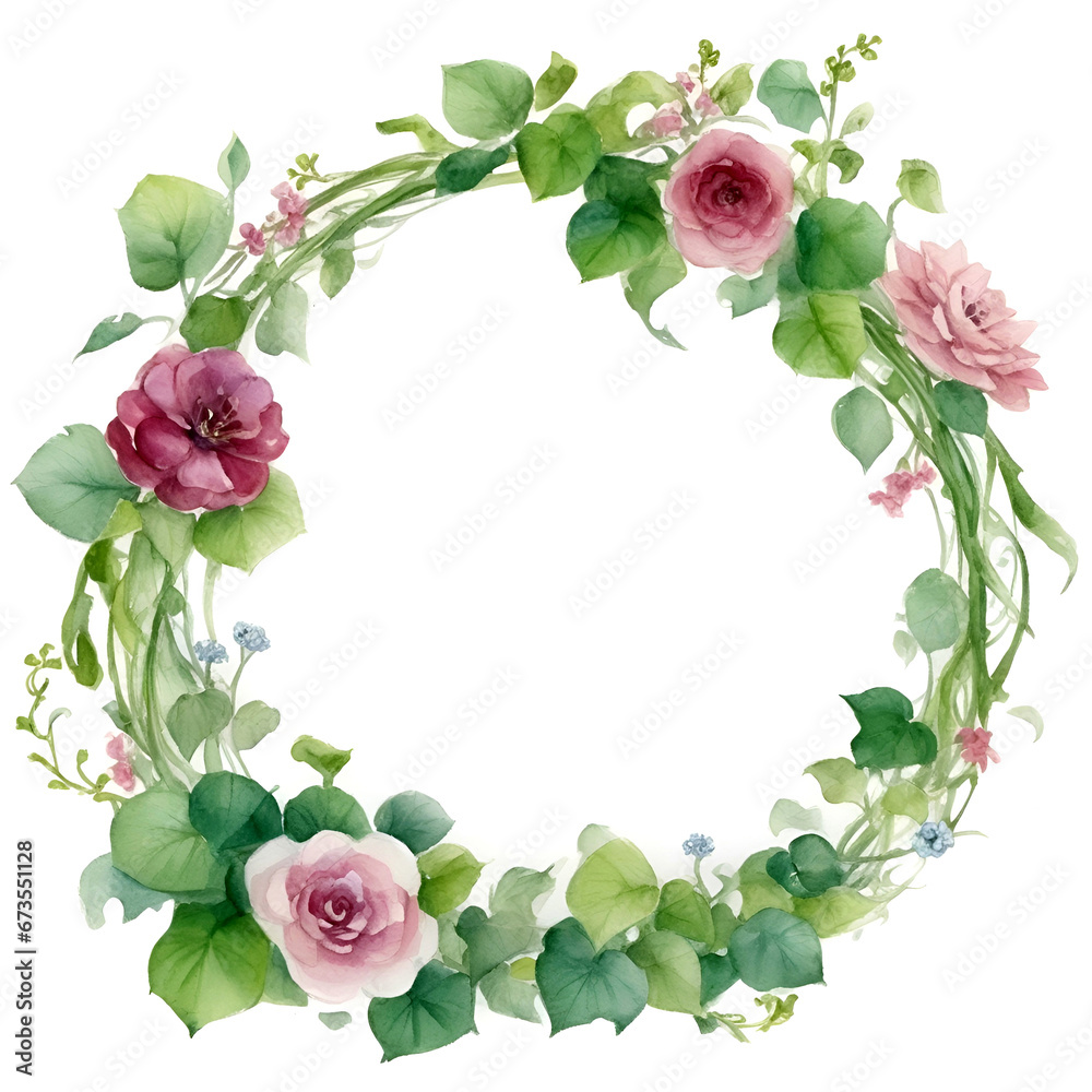 Watercolor floral Frame Illustration