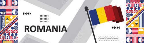 Romania national day banner for independence day Design, Blue red yellow color Romanian flag color background vector illustration..eps