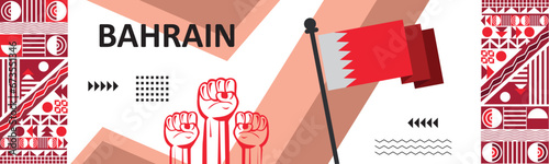 Bahrain national day independence day anniversary creative banner design,Bahraini flag color background design,.eps