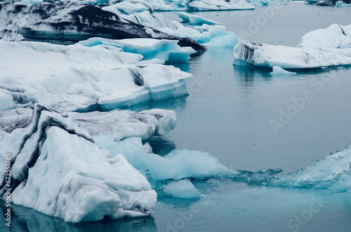 Icebergs in Jokulsarlon glacier lagoon in Iceland.