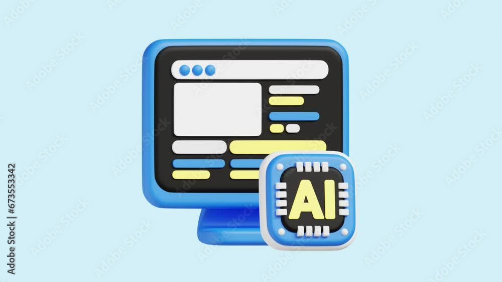 Computer Vision animated 3d icon. Great for business, technology ...