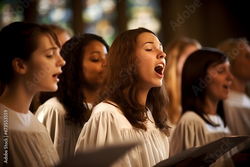 教会で歌うゴスペル合唱団