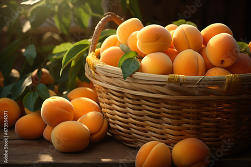 fresh organic apricots in a basket