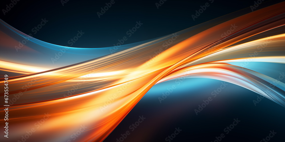 Fototapeta premium abstract wave lights background - lighting cyan and orange wallpaper