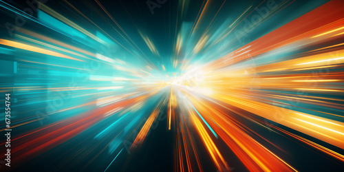 Colourful abstract light burst speed of light, fast speed glowing shining background motion blur