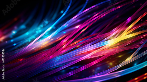 Abstract information flow cables - abstract colourful background with glowing lights