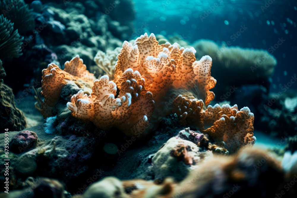 Fototapeta premium Beautiful coral under the sea, Generative AI 