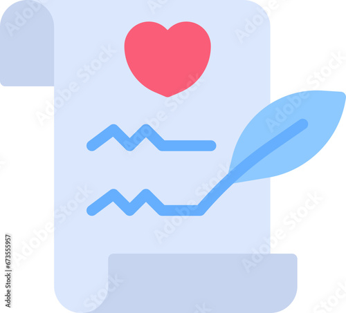 love letter with heart and feather clip art preview