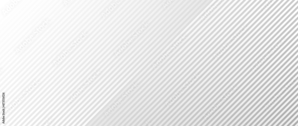 Abstract thin diagonal lines background. Slanted parallel grey stripes wallpaper. Vector silver skew geometric template for banner, poster, presentation, brochure, print, flyer, card, cover, booklet - obrazy, fototapety, plakaty 