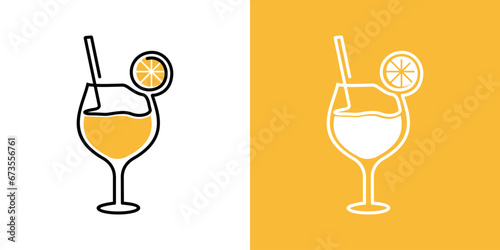 lemon juice cocktail line icon vector illustration cafe bar drink logo design and so on