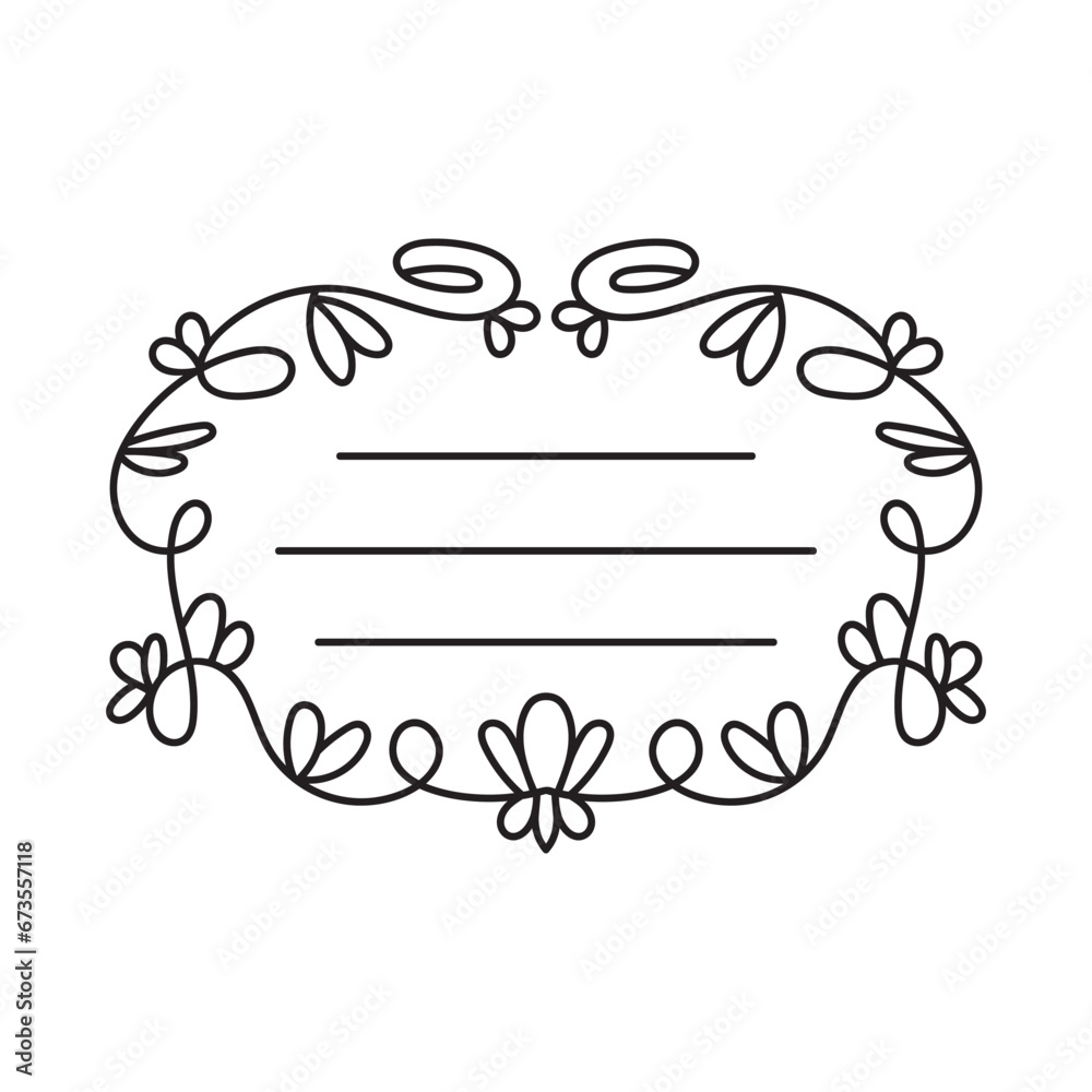 Fototapeta premium Frame with a pattern. Black. The print is used for packaging design, logo. Vector hand drawn illustration. For scrapbooking.