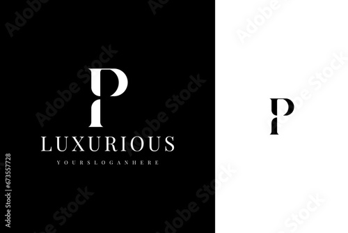 elegant simple minimal luxury serif font alphabet letter P logo design