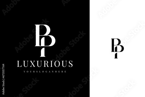 elegant simple minimal luxury serif font alphabet double letter p monogram logo design