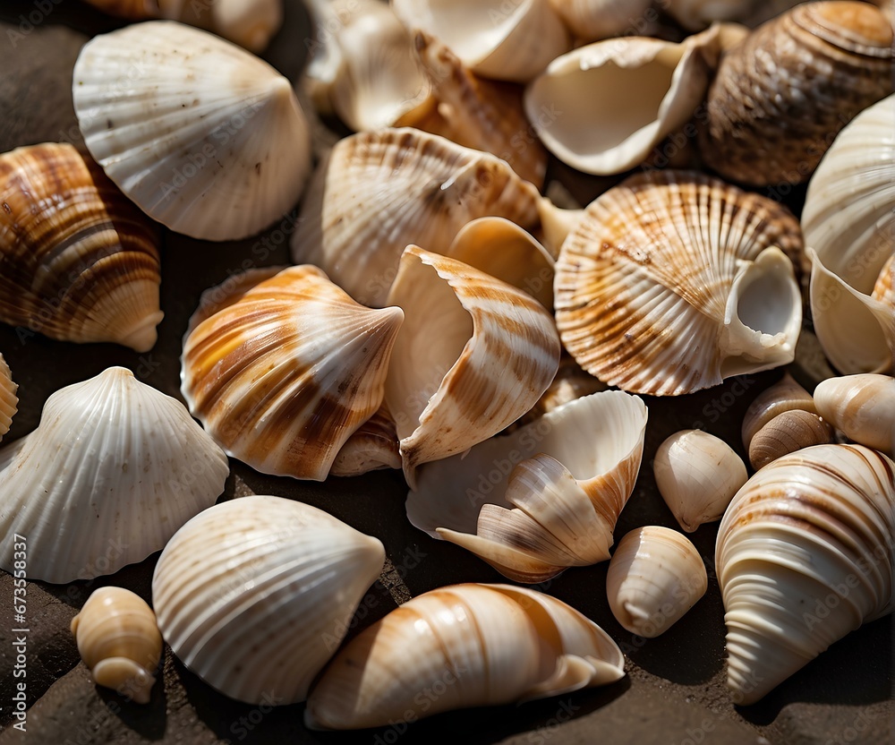 Beautiful backdrop created by arranged seashells.