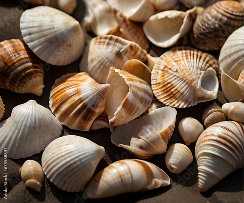 Beautiful backdrop created by arranged seashells.