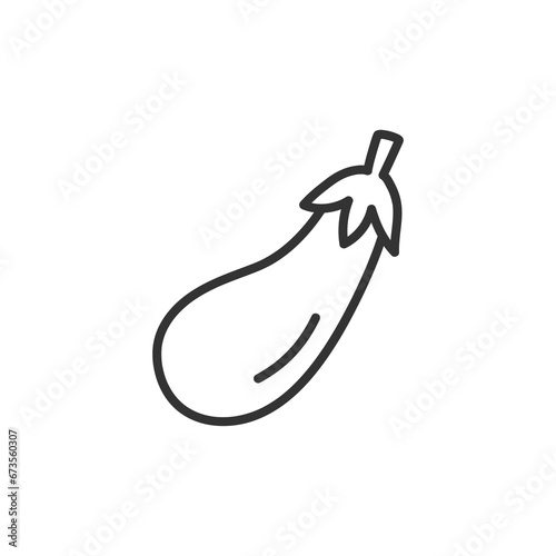Eggplant - line icon with editable stroke. Simple black and white food symbol. Vector illustration.