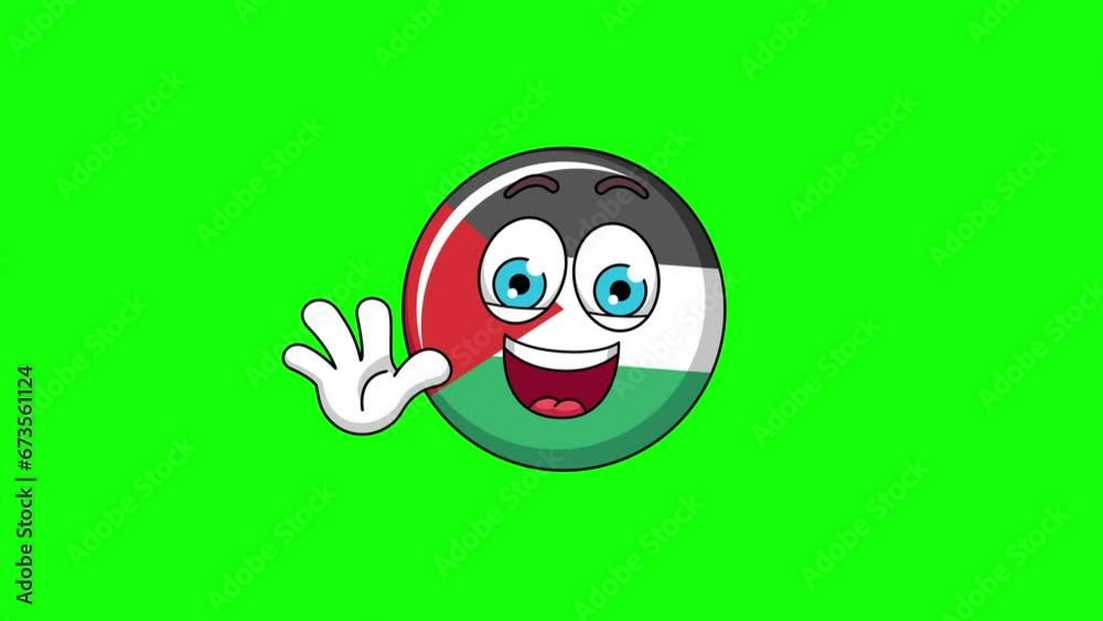 Waving hand animation of a flag of palestine cartoon, mascot character on green screen
Waving hand animation of a flag of palestine cartoon, mascot character on green screen