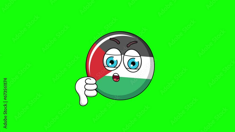 flag of palestine cartoon with thumb-down hand, emoji green screen animation
flag of palestine cartoon with thumb-down hand, emoji green screen animation